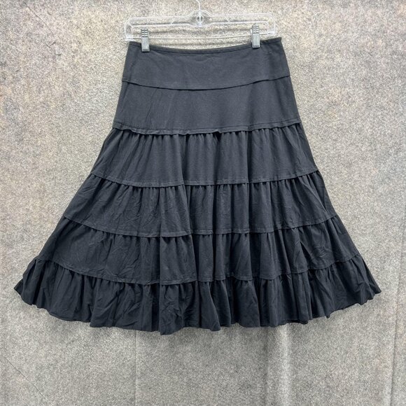 Theory Skirt Womens 0 Black Tiered Ruffle A Line Midi 100% Cotton Style 51174385 - Picture 2 of 9
